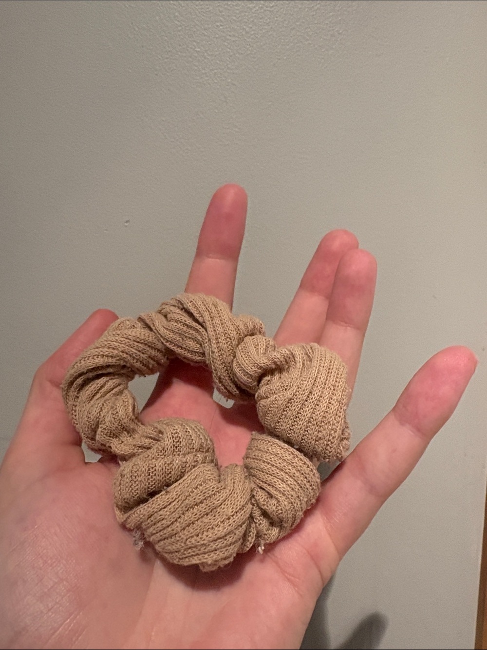 Beige Ribbed Texture Scrunchie - Picture 2 of 2